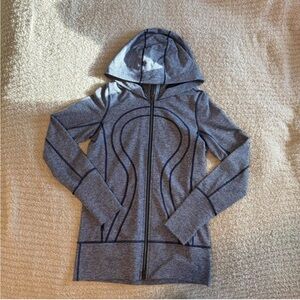 lululemon Heathered blue scuba zip up Hoodie